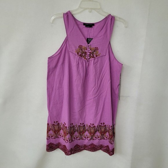 BCBGMAXAZRIA Dress Womens  L Purple Print Tank Style BC31265 Pink Icing Boho New - Picture 1 of 10